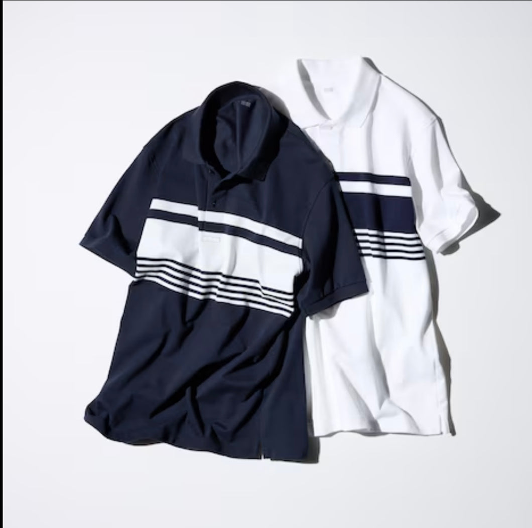 Uniqlo Dry Pique Short Sleeve Polo Shirt (Striped)