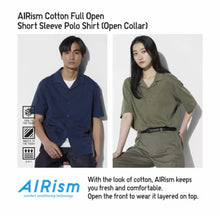 Load image into Gallery viewer, Uniqlo AIRism Cotton Full Open Short Sleeve Open Collar Polo Shirt
