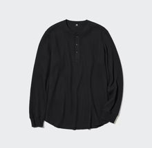 Load image into Gallery viewer, Uniqlo Waffle Henley Neck Long Sleeve T-Shirt
