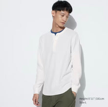 Load image into Gallery viewer, Uniqlo Waffle Henley Neck Long Sleeve T-Shirt
