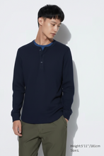 Load image into Gallery viewer, Uniqlo Waffle Henley Neck Long Sleeve T-Shirt
