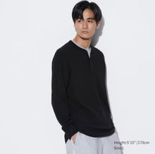 Load image into Gallery viewer, Uniqlo Waffle Henley Neck Long Sleeve T-Shirt
