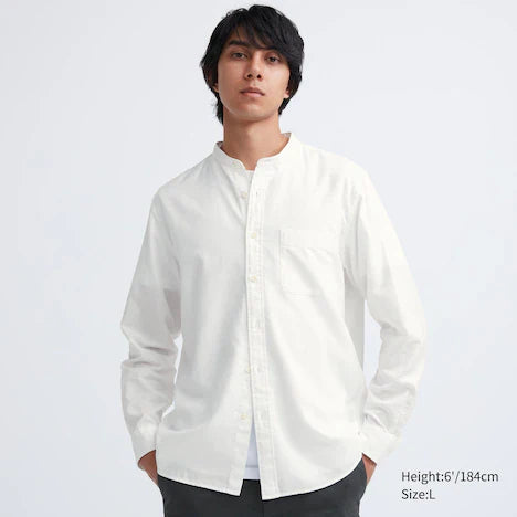 Uniqlo Soft Twill Stand Collar Long Sleeve Shirt