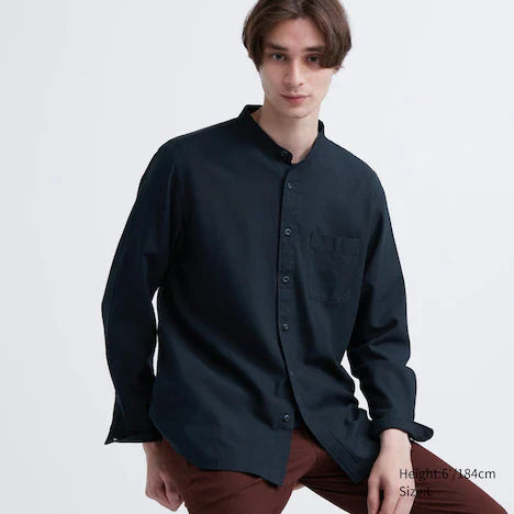 Uniqlo Soft Twill Stand Collar Long Sleeve Shirt
