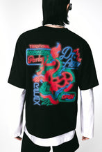 Load image into Gallery viewer, H&amp;M Loose Fit Printed T-shirt Black/Dragon Deli
