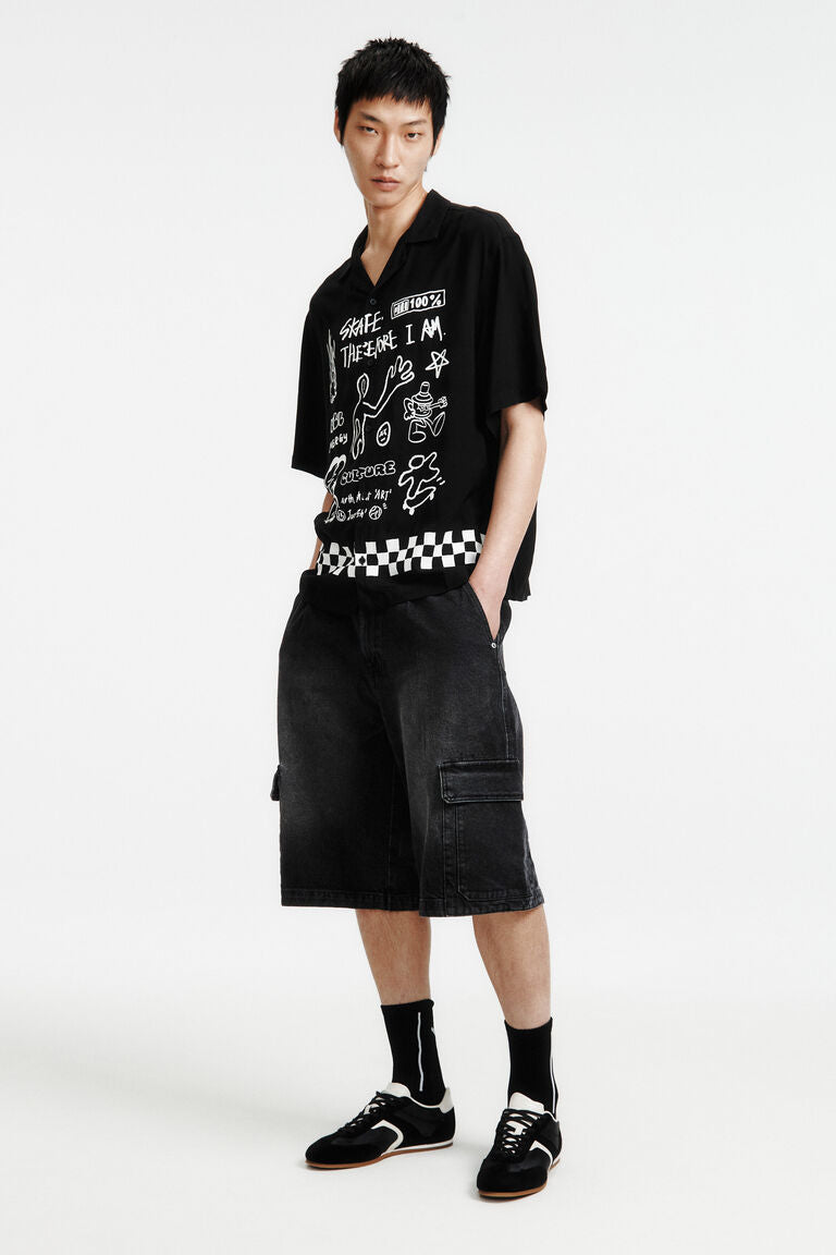 H&M Loose Fit Printed resort shirt Black