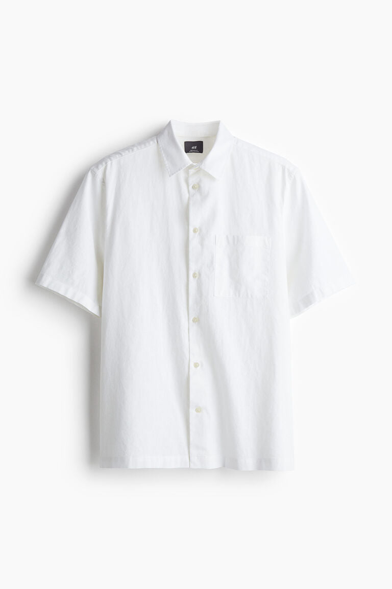 H&M Short SleeveRegular Fit Linen-blend shirt