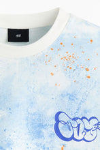 Load image into Gallery viewer, Loose Fit Printed T-shirt (Blue/Tie-dye)
