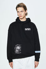 Load image into Gallery viewer, H&amp;M Oversized Fit Printed Hoodie Black/NASA
