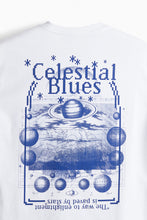 Load image into Gallery viewer, H&amp;M Loose Fit Printed T Shirt White/Celestial Blues
