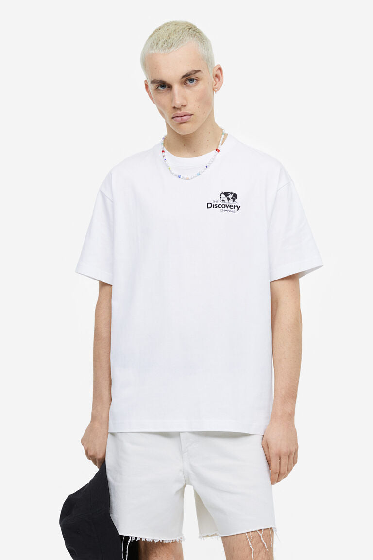 H&M Relaxed Fit T Shirt White/The Discovery Channel