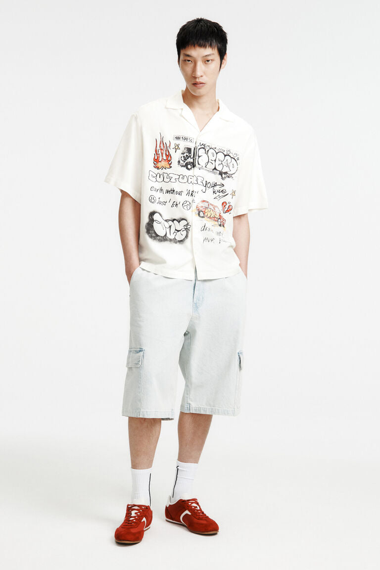 H&M Loose Fit Printed resort shirt White