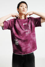 Load image into Gallery viewer, H&amp;M Loose Fit Printed T-shirt (Dark purple/Revel)
