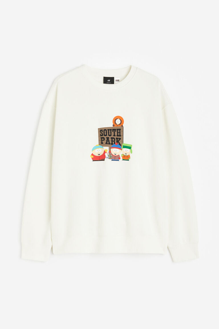 H&M Relaxed Fit Sweatshirt White/South Park