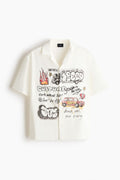 H&M Loose Fit Printed resort shirt White