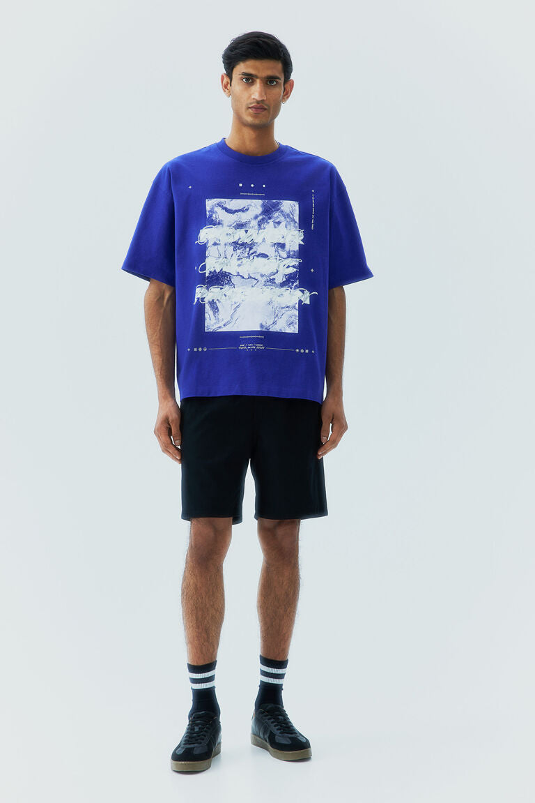 H&M Oversized Fit Printed T-shirt Blue/Power Music Passion