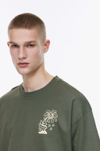 Load image into Gallery viewer, H&amp;M Oversized Fit Printed T-shirt Khaki green/Hardcore
