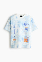 Load image into Gallery viewer, Loose Fit Printed T-shirt (Blue/Tie-dye)
