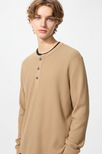 Load image into Gallery viewer, Uniqlo Waffle Henley Neck Long Sleeve T-Shirt
