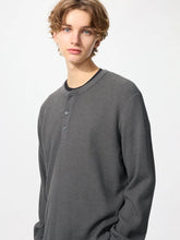 Load image into Gallery viewer, Uniqlo Waffle Henley Neck Long Sleeve T-Shirt
