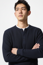Load image into Gallery viewer, Uniqlo Waffle Henley Neck Long Sleeve T-Shirt
