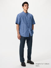 Load image into Gallery viewer, Uniqlo Cotton Linen Stand Collar Shirt | Short Sleeve, Striped
