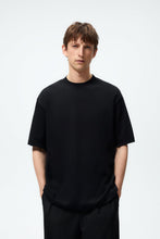 Load image into Gallery viewer, Zara Rib Neck Short Sleeve T Shirt Black
