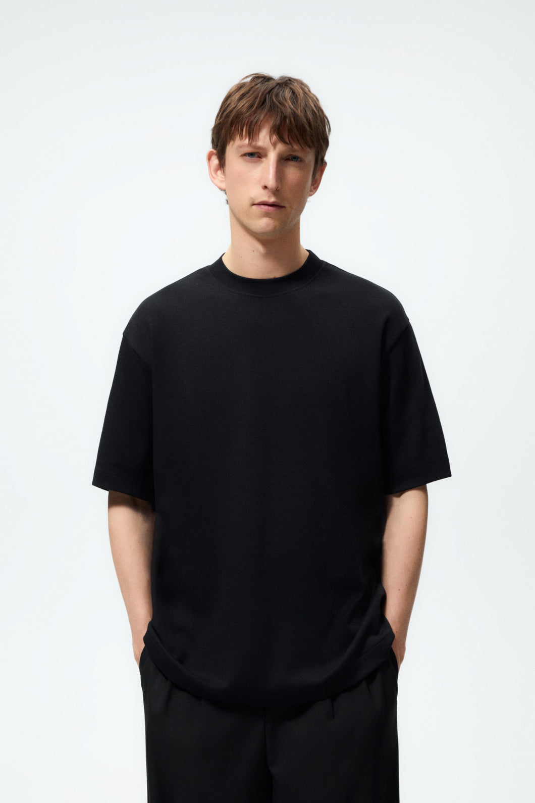 Zara Rib Neck Short Sleeve T Shirt Black – Prisma Clothing & Brands