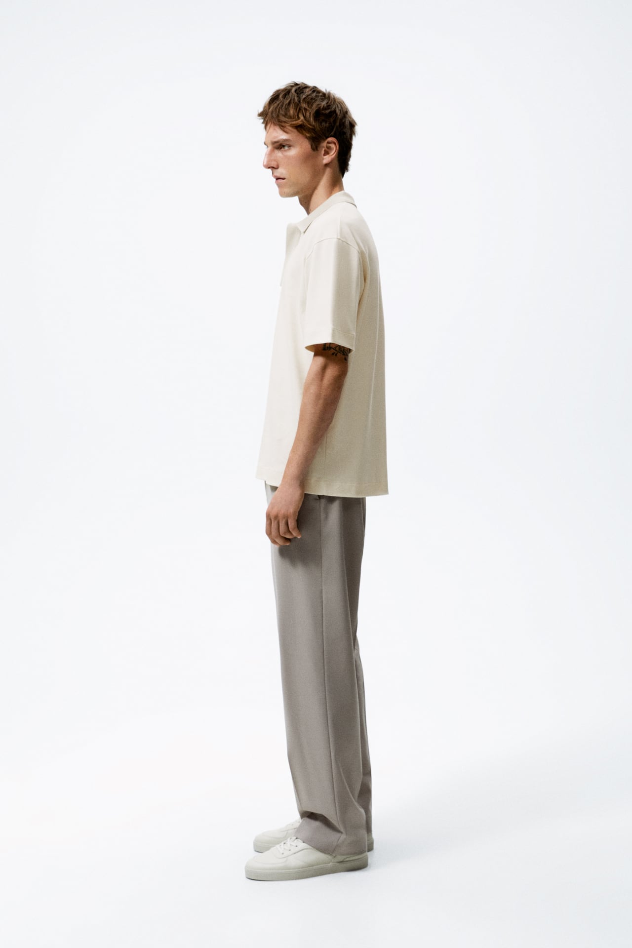 Zara - Knit Cotton Polo Shirt - Oyster White - Men