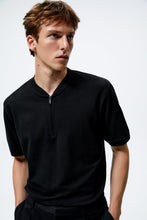 Load image into Gallery viewer, Zara Textured Weave Polo Shirt Black
