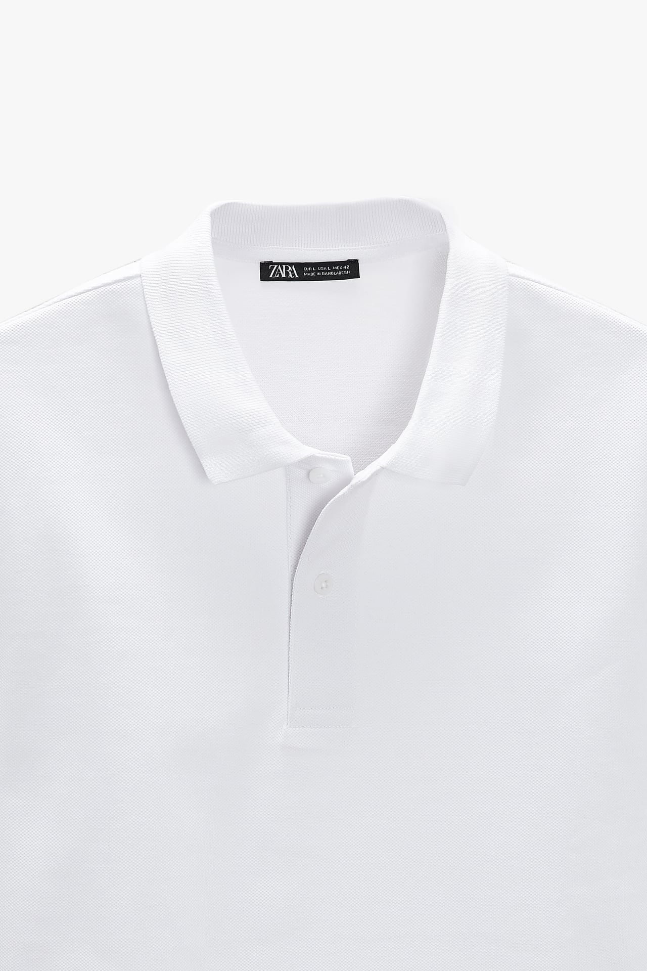 Zara Textured Pique Polo Shirt White - Main Image