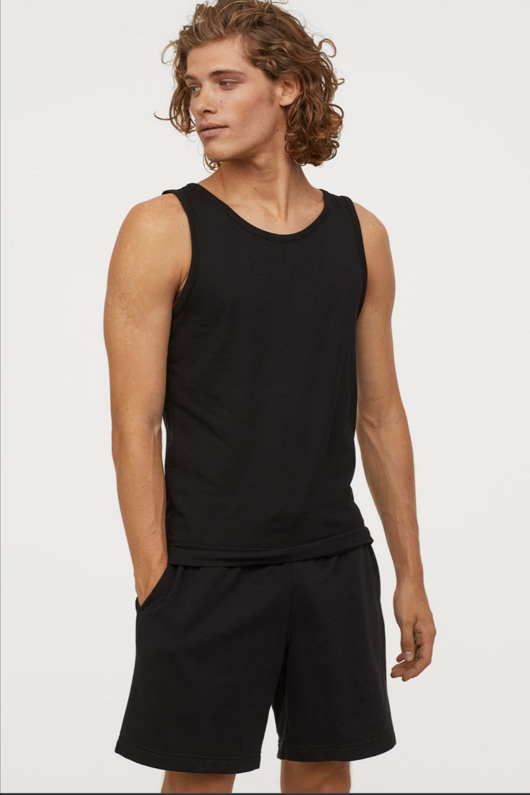 H&M  Vest Top Regular Fit Black( an )