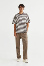 Load image into Gallery viewer, H&amp;M Relaxed Fit Cotton T Shirt Brown Striped
