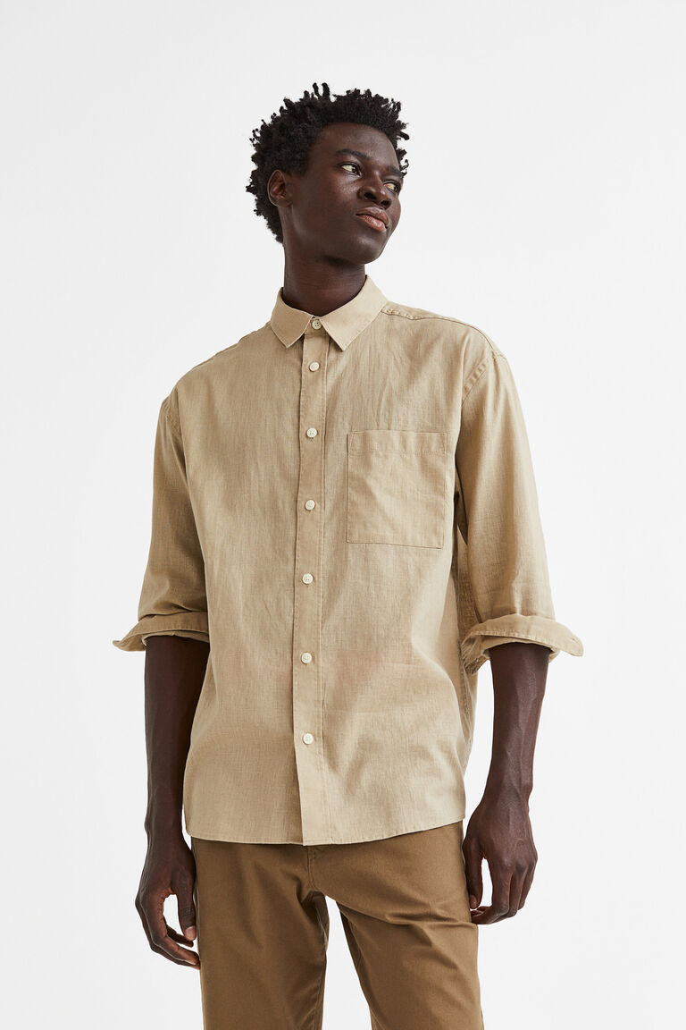 H&M Relaxed Fit Linen-blend shirt Beige