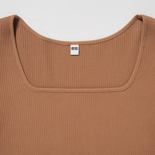 Load image into Gallery viewer, Uniqlo Ribbed Square Neck Cropped Short Sleeve T-Shirt
