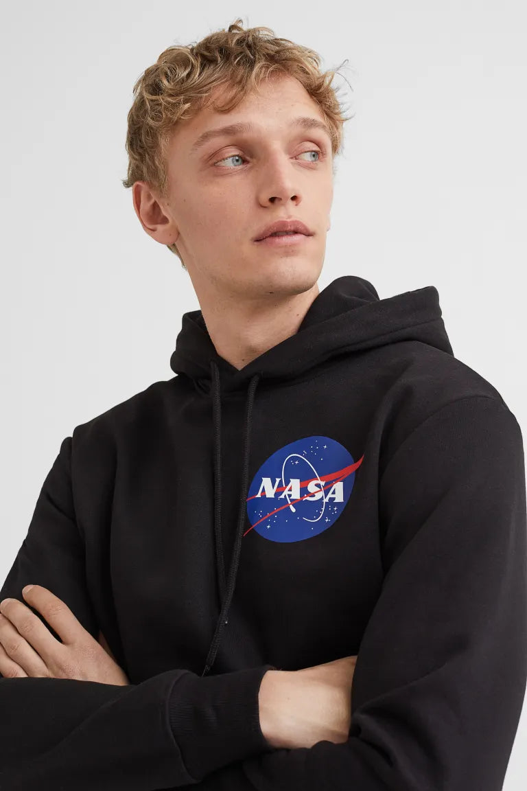 H M x NASA Print Hoodie Black Prisma Clothing Brands