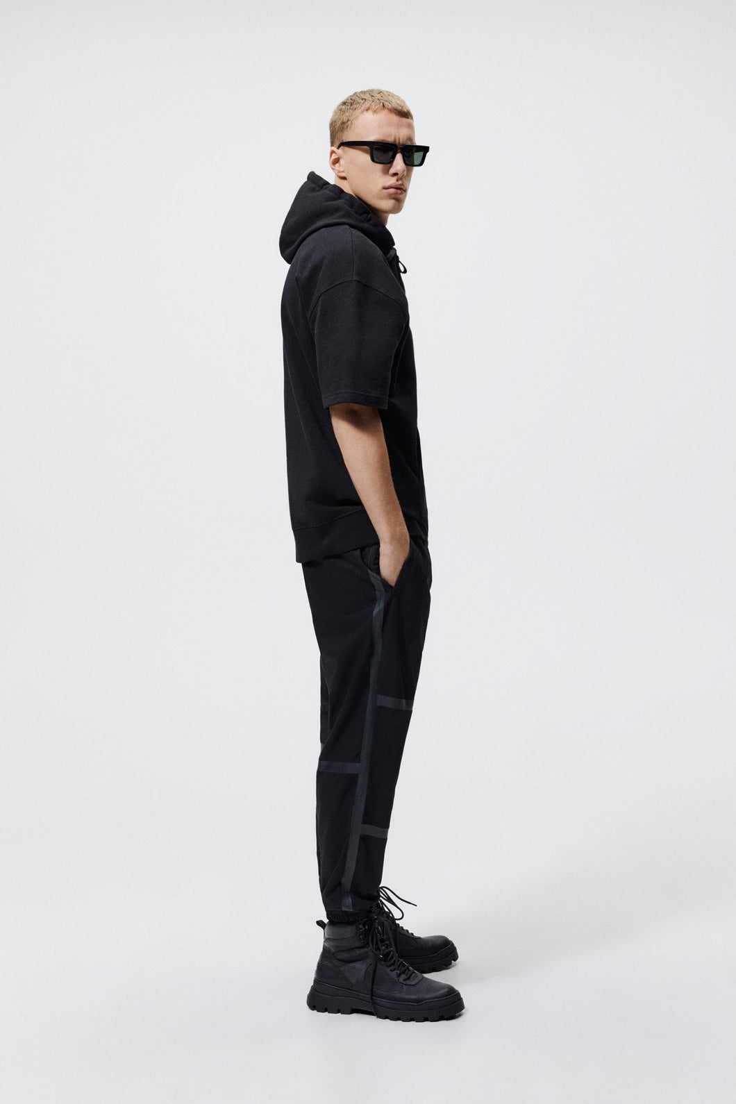 Zara Joggers with Thermo-Sealed Details Balck