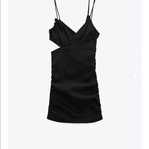 Zara Linen Blend Dress With Cut Out Black